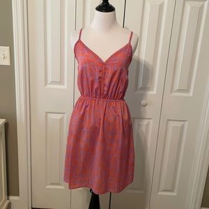 Orange and purple print sundress